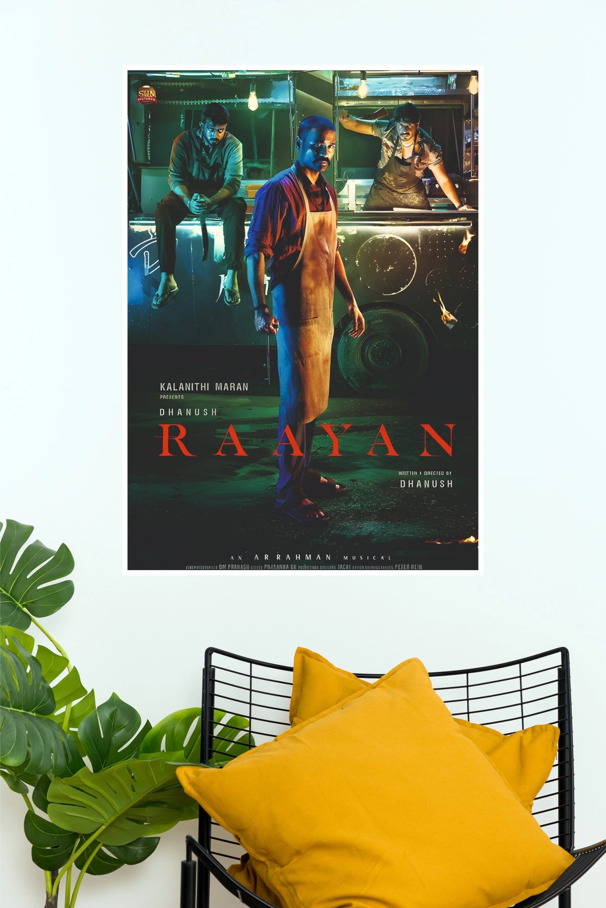 Raayan Official First Look Food Truck Paper Poster (Dhanush, Kalidas Jayaram & Sundeep Kishan)  (Tollywood Poster)