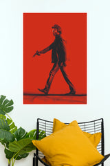 Superstar Rajinikanth Red Silhouette Action Paper Poster (Coolie / Jailer Theme)  (Tollywood Poster)