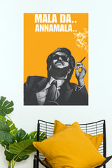 Superstar Rajinikanth "Mala Da Annamala" Vector Art Paper Poster  (Tollywood Poster)