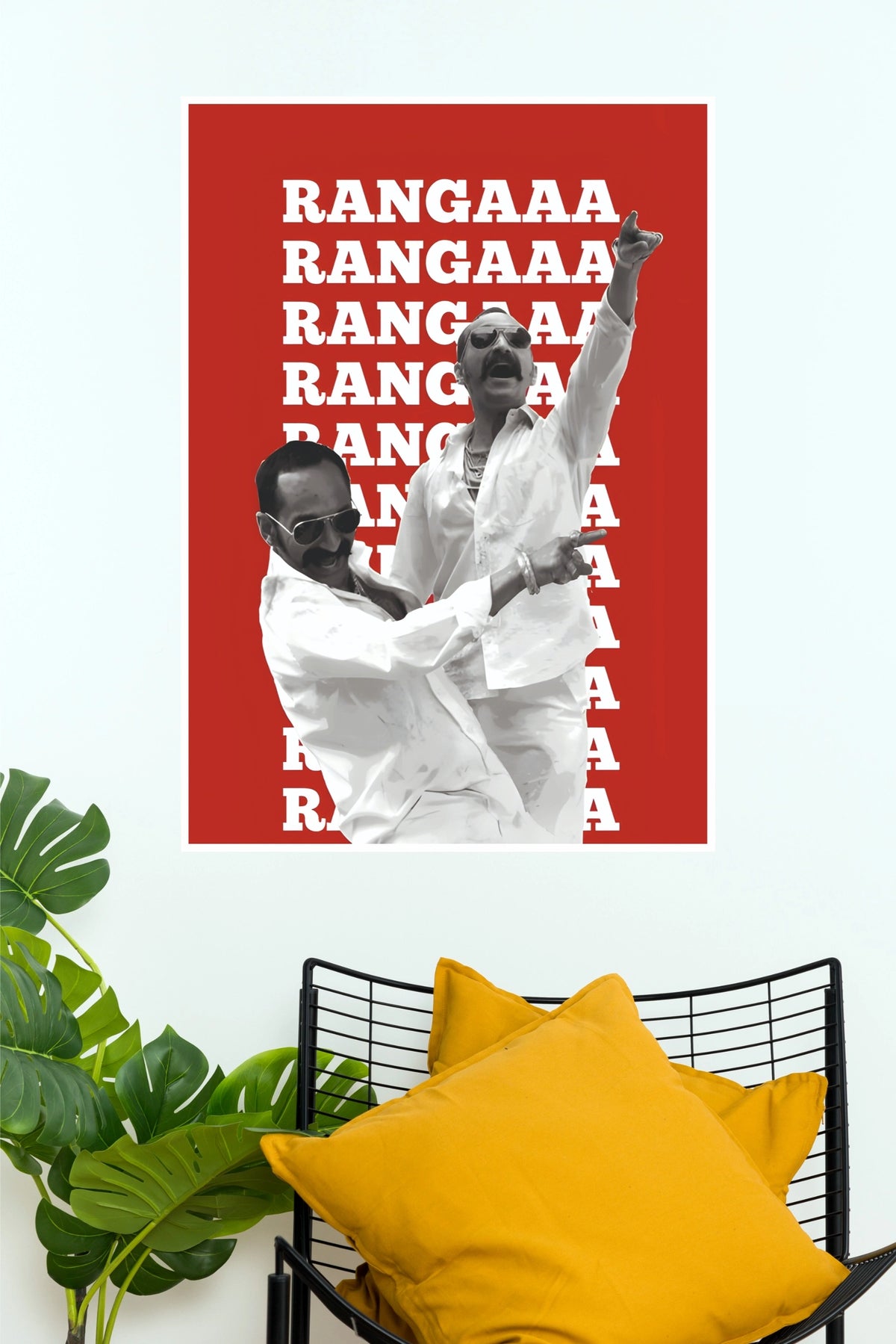 Aavesham Fahadh Faasil Ranga Attitude Poster – Red Typography Movie Paper Print  (Tollywood Poster)