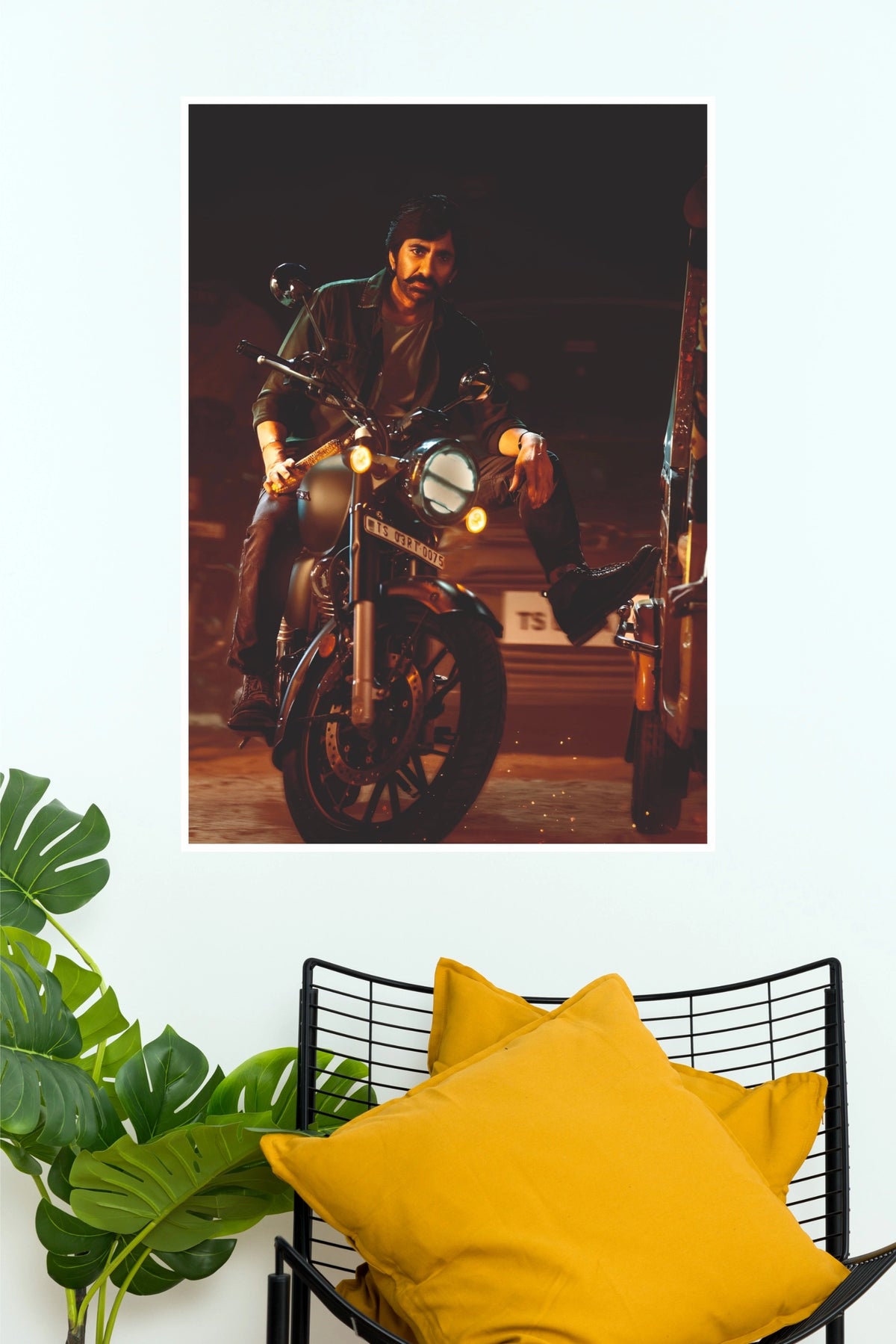 Mr. Bachchan Ravi Teja Bike Ride Poster – Mass Maharaja Swag Paper Print  (Tollywood Poster)