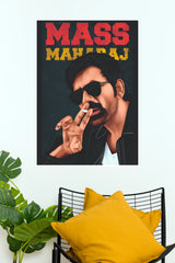 Ravi Teja Mass Maharaj Illustrated Poster – Bold Typography Paper Print  (Tollywood Poster)