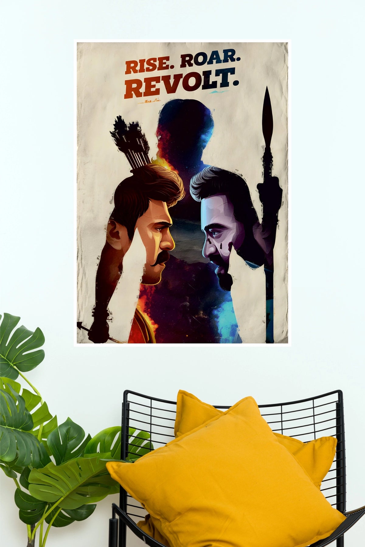 RRR Rise Roar Revolt Minimalist Art Poster – NTR Jr & Ram Charan Paper Print  (Tollywood Poster)