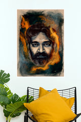 S. S. Rajamouli Director Portrait Poster – Fiery Artistic Canvas Style Paper Print  (Tollywood Poster)