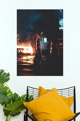 Salaar Ceasefire Prabhas Bloody Weapon Action Poster – Dark Burning Car Paper Print  (Tollywood Poster)