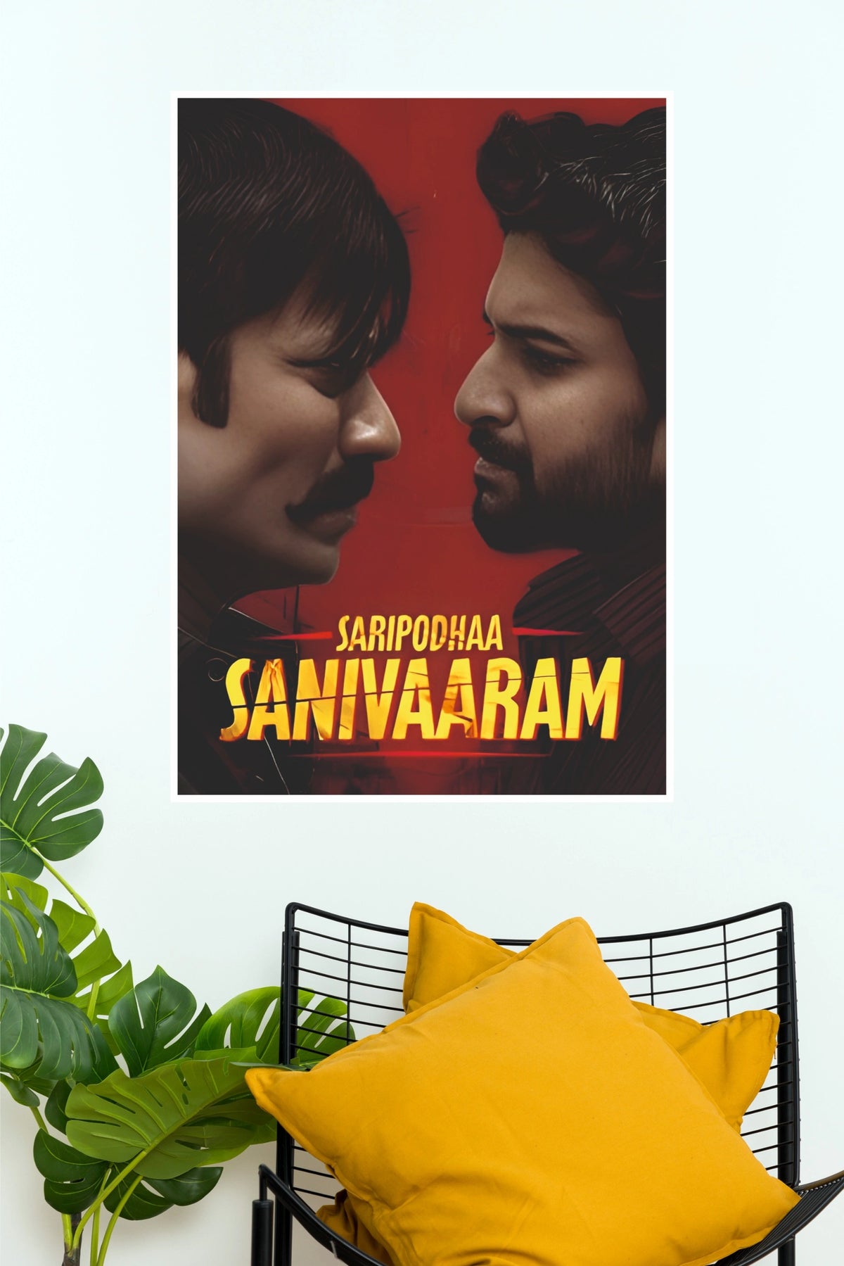 Saripodhaa Sanivaaram Nani vs S. J. Suryah Face-Off Poster – Red Action Paper Print   (Tollywood Poster)