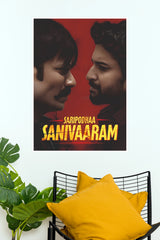 Saripodhaa Sanivaaram Nani vs S. J. Suryah Face-Off Poster – Red Action Paper Print   (Tollywood Poster)