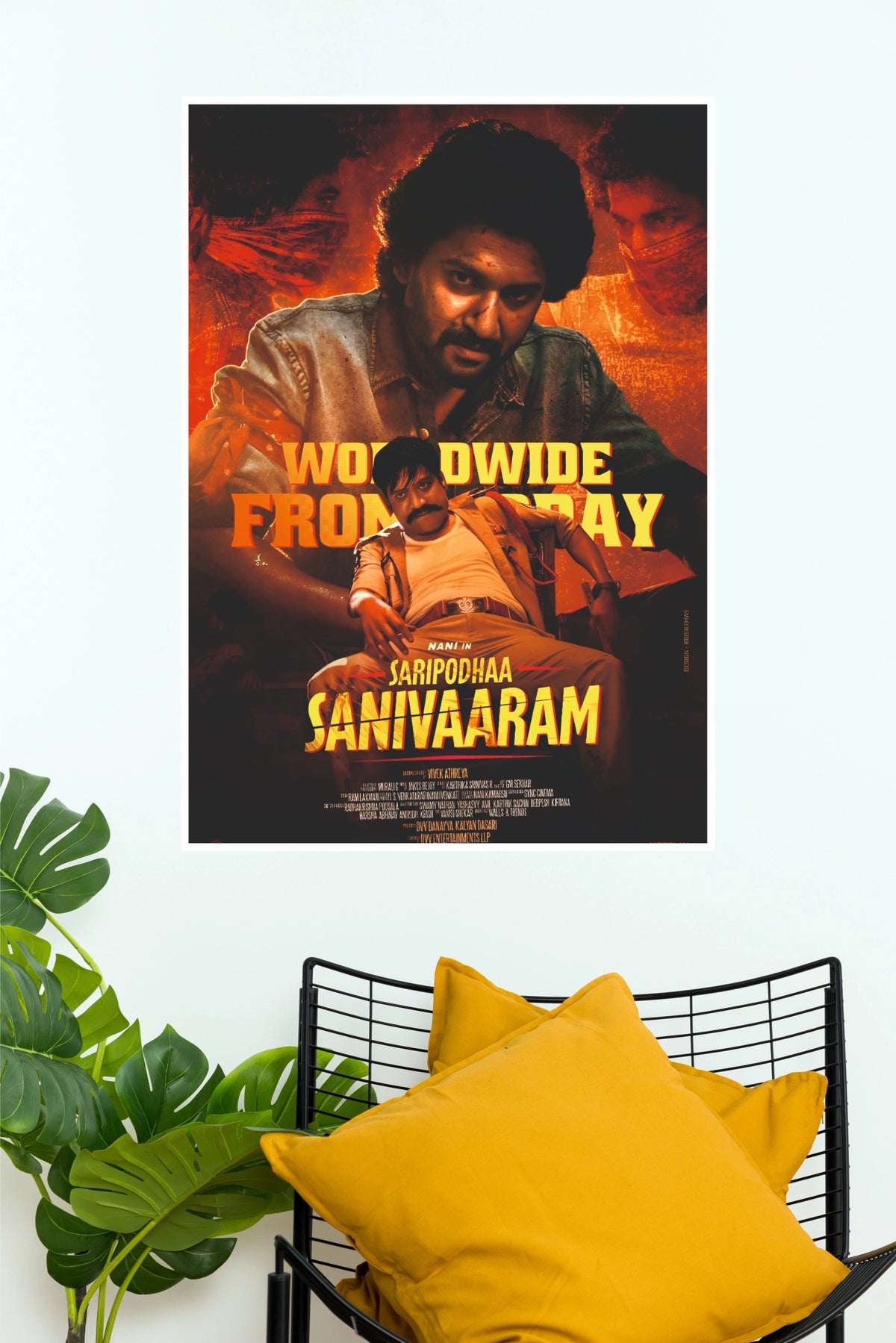 Saripodhaa Sanivaaram Nani & S. J. Suryah Release Poster – Fiery Action Paper Print   (Tollywood Poster)