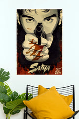 Satya RGV Classic Crime Vector Poster – Gun Aiming Point-Blank Paper Print (Tollywood Poster)