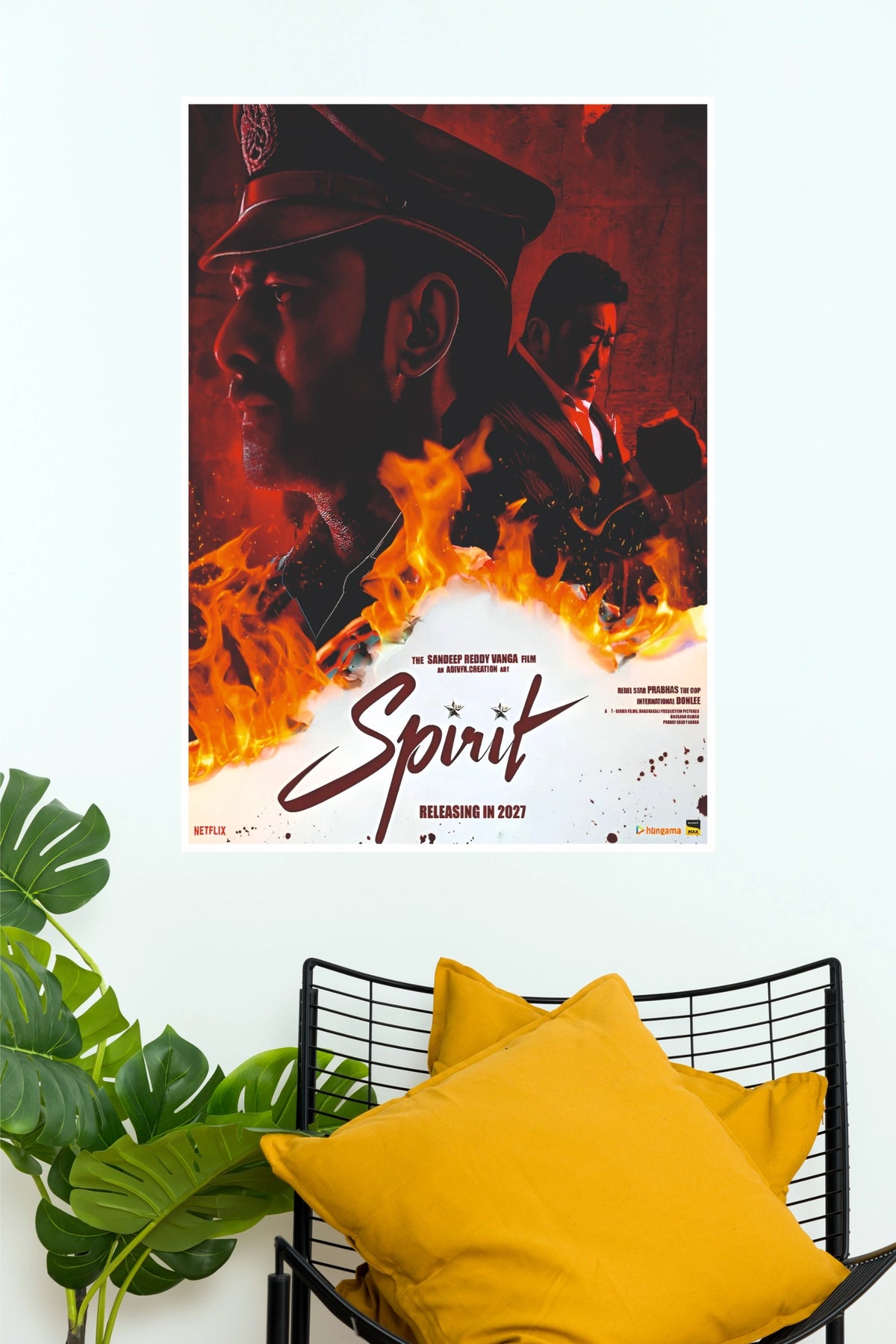 Spirit Prabhas Cop Avatar Poster – Sandeep Reddy Vanga Fiery Action Paper Print  (Tollywood Poster)