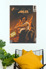 Superstar Rajinikanth Jailer Vintage Comic Book Poster – Retro Kick Action Paper Print  (Tollywood Poster) (Copy)