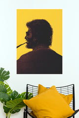 Superstar Rajinikanth Silhouette Yellow Paper Poster   (Tollywood Poster)