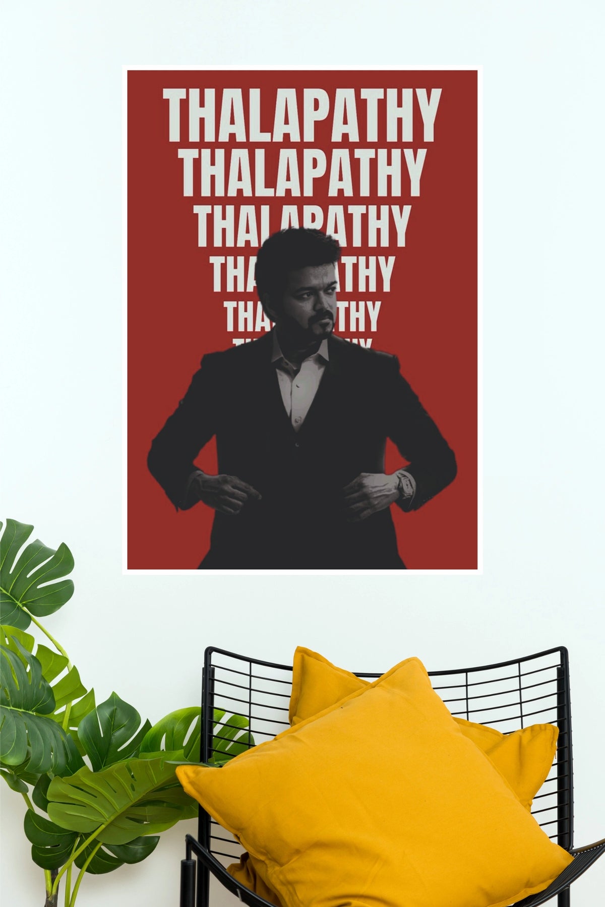 Thalapathy Vijay Minimalist Red Typography Paper Poster (Tollywood Poster)
