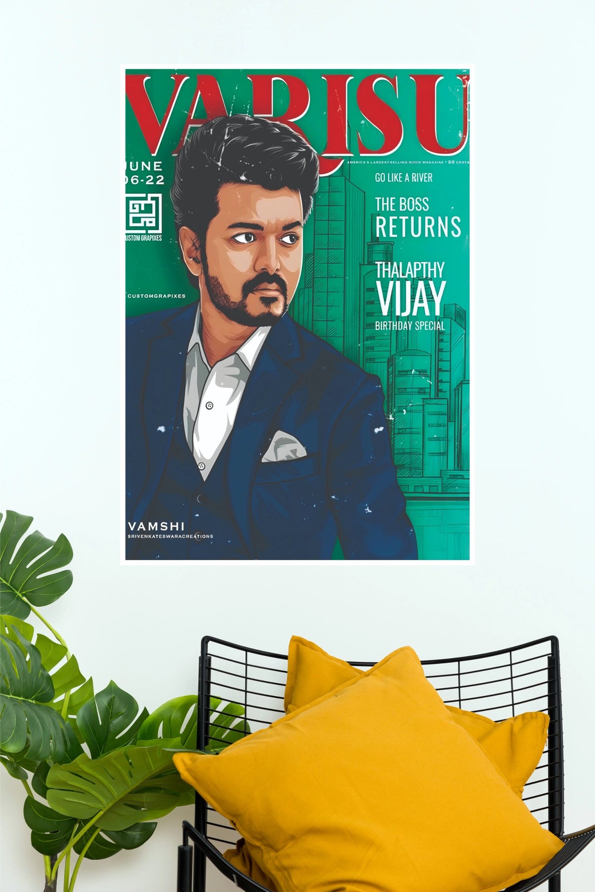 Thalapathy Vijay Varisu Magazine Cover Style Vector Paper Poster   (Tollywood Poster)
