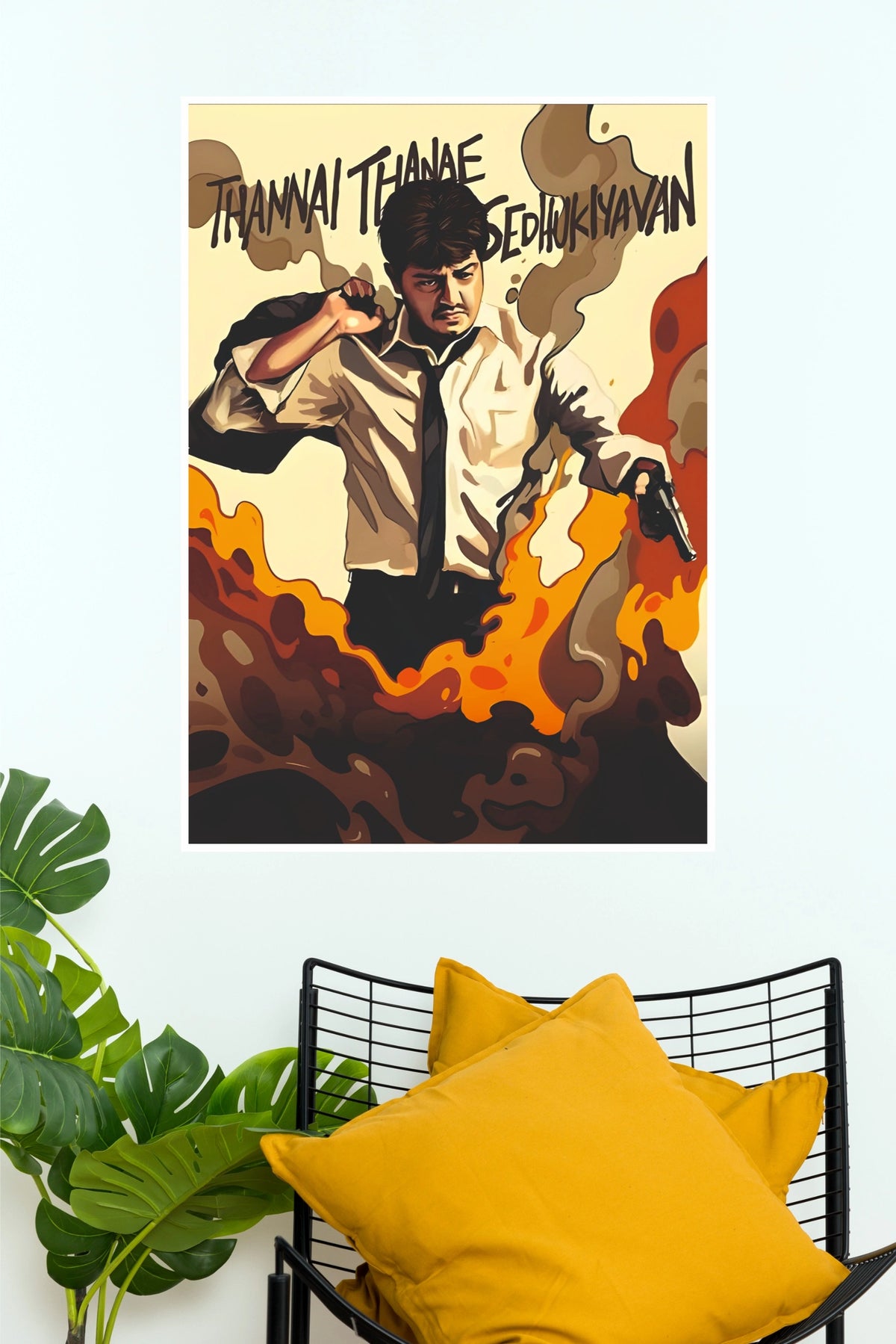 Ajith Kumar Thannai Thanae Sethukiyavan Vector Art Paper Poster  (Tollywood Poster)