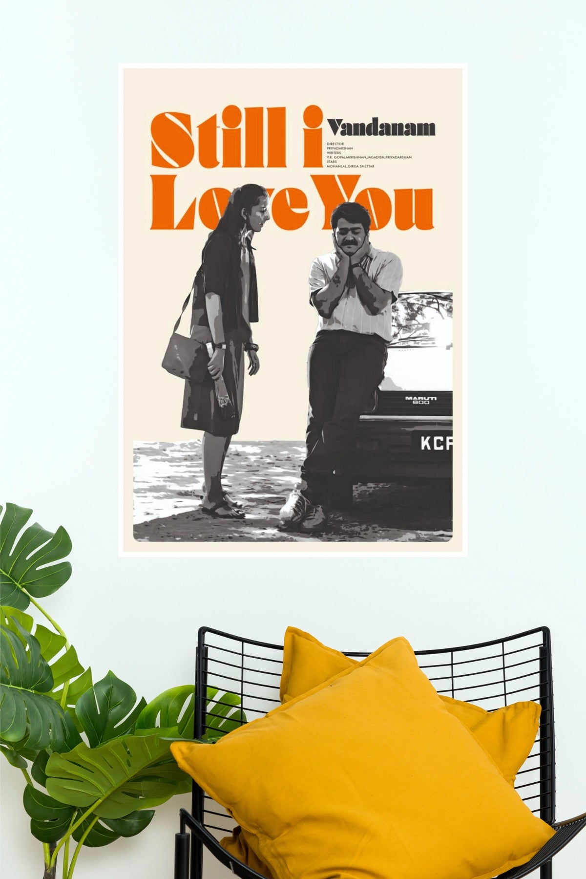 Vandanam Mohanlal & Girija Shettar Vintage Minimalist Paper Poster  (Tollywood Poster)