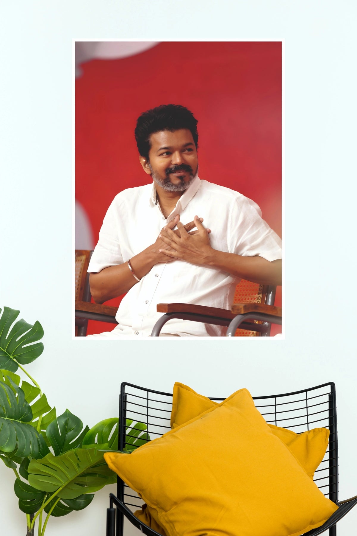 Thalapathy Vijay Heartfelt Smile White Shirt Paper Poster   (Tollywood Poster)