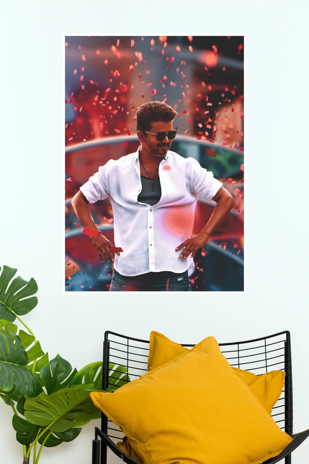 Thalapathy Vijay Royal Entry White Shirt Wall Poster  (Tollywood Poster)