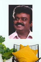 Captain Vijayakanth Iconic Smile Portrait Wall Poster  (Tollywood Poster)