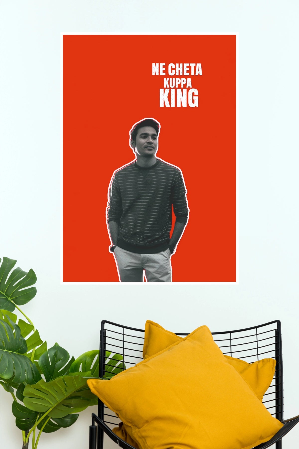 Dhanush "Ne Cheta Kuppa King" Minimalist Poster – Tollywood Movie Wall Art (Tollywood Poster)