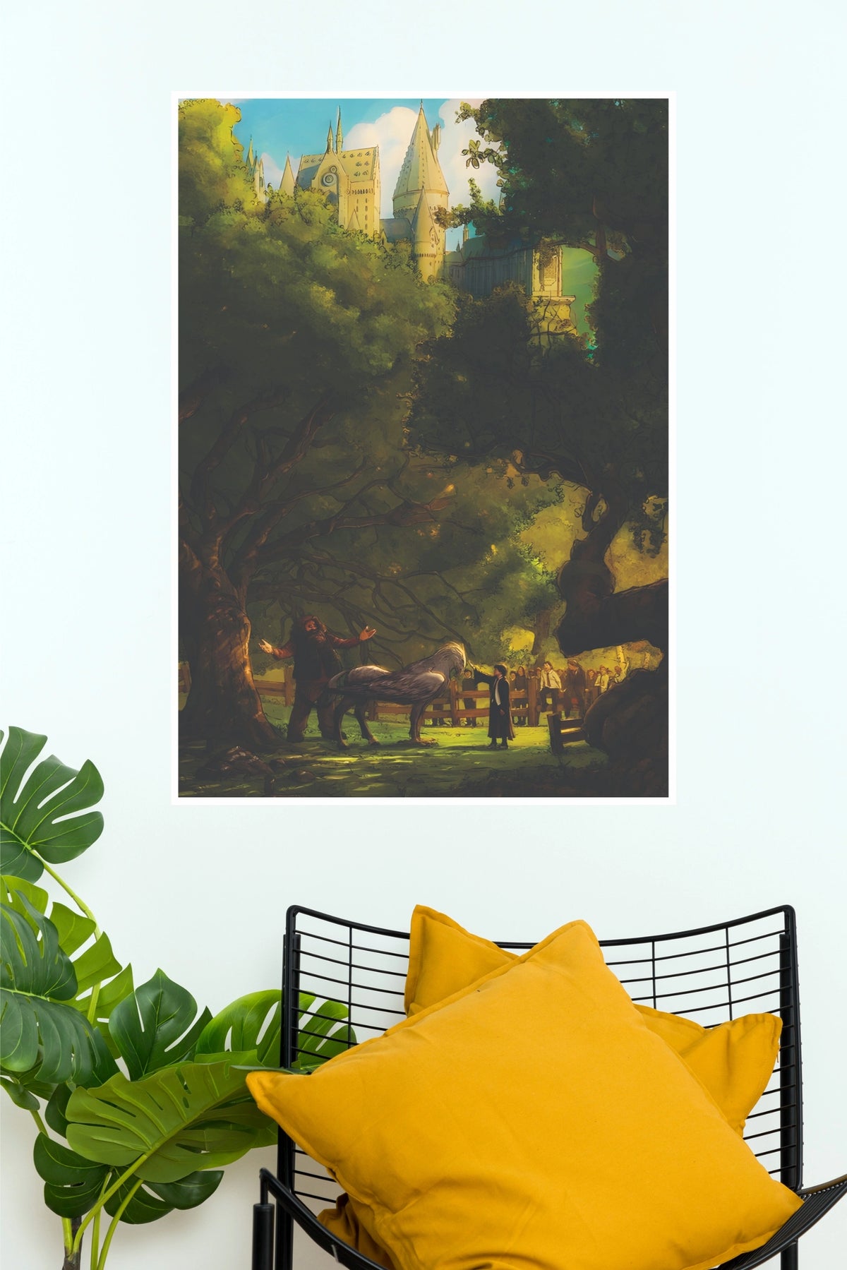 Fantasy Castle & Magical Forest Paper Poster(Moon Light Sky Poster)