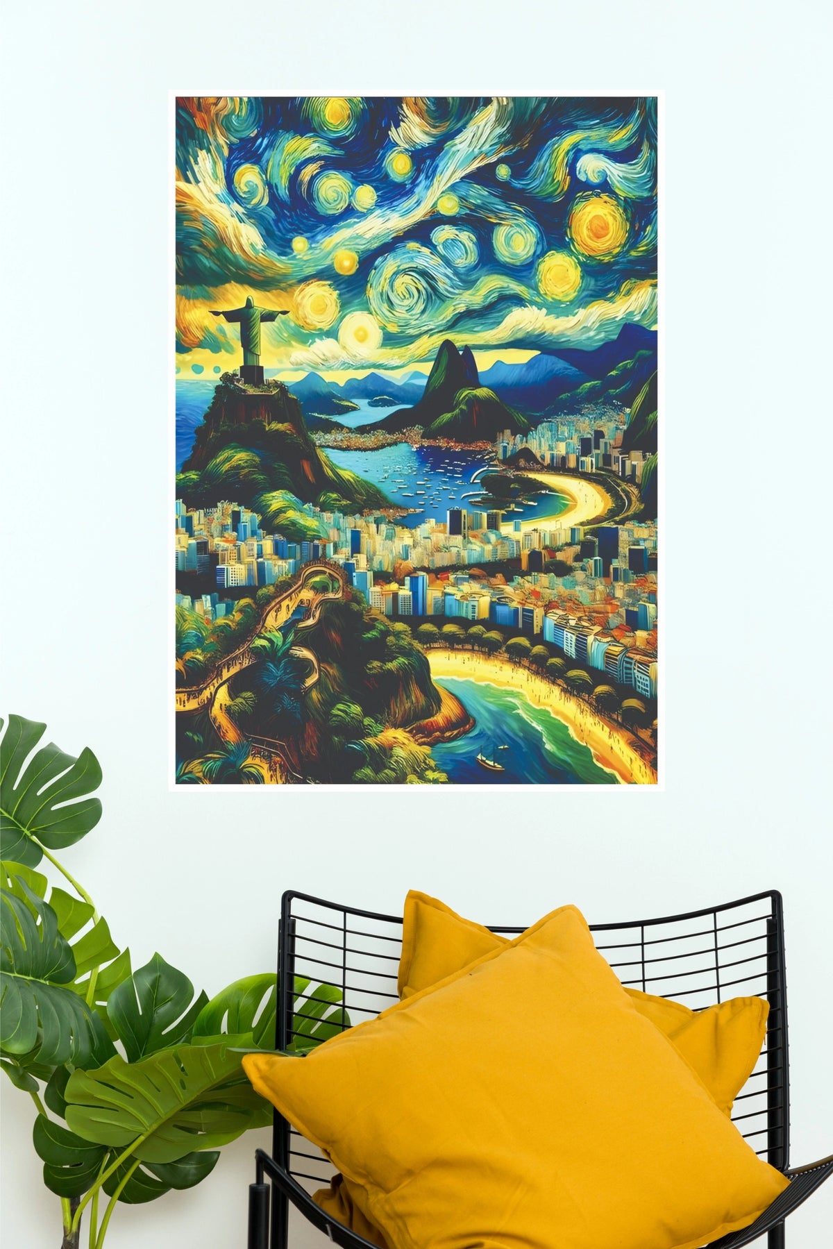 Brushstrokes of Rio Paper Poster(Moon Light Sky Poster)