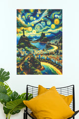Brushstrokes of Rio Paper Poster(Moon Light Sky Poster)