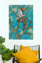 Almond Blossom Tree Painter Canvas Print - Van Gogh Style Artist Poster(Moon Light Sky Poster)