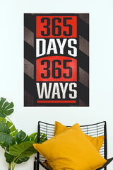 "365 Days 365  Ways" Motivational Paper Poster – Bold Typography Wall Art for Gym, Office & Home Decor(Gym And Motivational Poster)