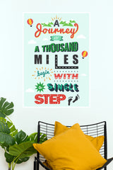 "A Journey Of A Thousand Miles Begins With A Single Step" Paper Poster – Creative Travel & Motivational Wall Art for Home, Office & Study Decor (Gym And Motivational Poster)