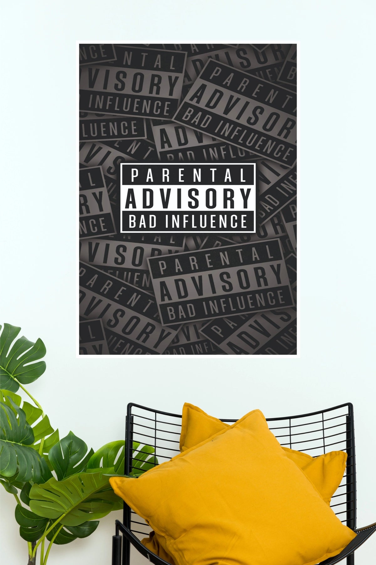 "Parental Advisory Bad Influence" Paper Poster – Hip Hop Music Label Typography Wall Art for Bedroom, Studio & Dorm Decor (Gym And Motivational Poster)