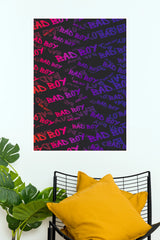 "Bad Boy" Neon Graffiti Gradient Poster – Edgy Pink & Purple Streetwear Wall Art for Gaming Room, Bedroom & Dorm Decor (Gym And Motivational Poster)