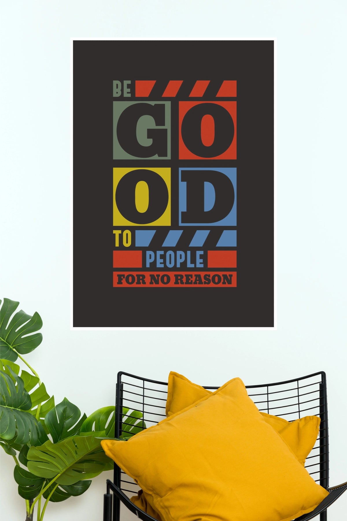 "Be Good To People For No Reason" Retro Block Typography Poster – Inspirational Kindness Wall Art for Home, Office & Classroom Decor (Gym And Motivational Poster)