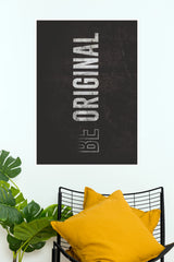 "Be Original" Vertical Stencil Typography Poster – Dark Industrial Motivational Wall Art for Office, Home & Gym Decor (Gym And Motivational Poster)