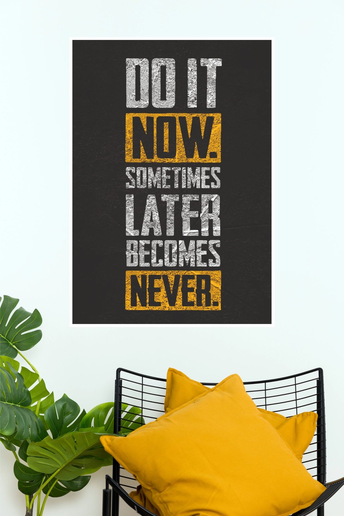 "Do It Now Sometimes Later Becomes Never" Grunge Typography Poster – Motivational Anti-Procrastination Wall Art for Office, Home Gym & Study Decor (Gym And Motivational Poster)