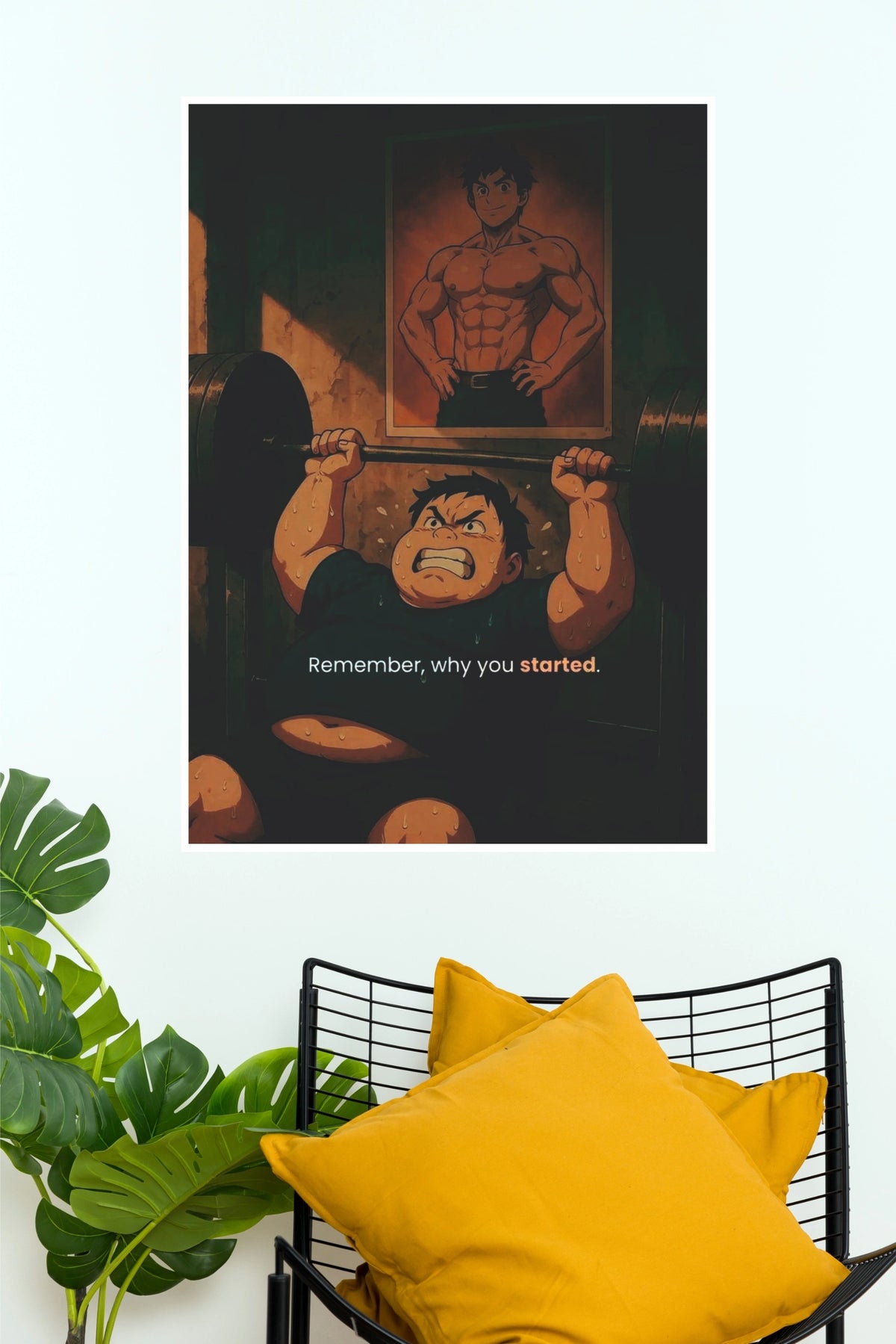 "Remember Why You Started" Anime Fitness Poster – Weightlifting Motivation Wall Art for Home Gym, Workout Room & Bedroom Decor (Gym And Motivational Poster)