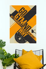 "GO GYM" Retro Yellow Geometric Fitness Poster – Bold Workout Motivation Wall Art for Home Gym, Exercise Room & Bedroom Decor (Gym And Motivational Poster)