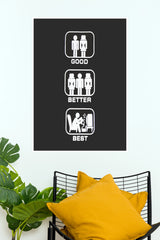 "Good Better Best" Funny Gamer Pictogram Poster – Black & White Humor Wall Art for Gaming Room, Man Cave & Dorm Decor (Gym And Motivational Poster)