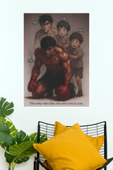 "The Only One Who Can Save You Is You" Anime Fighter Poster – Motivational Boxer Artwork for Gym, Office & Bedroom Decor (Gym And Motivational Poster)