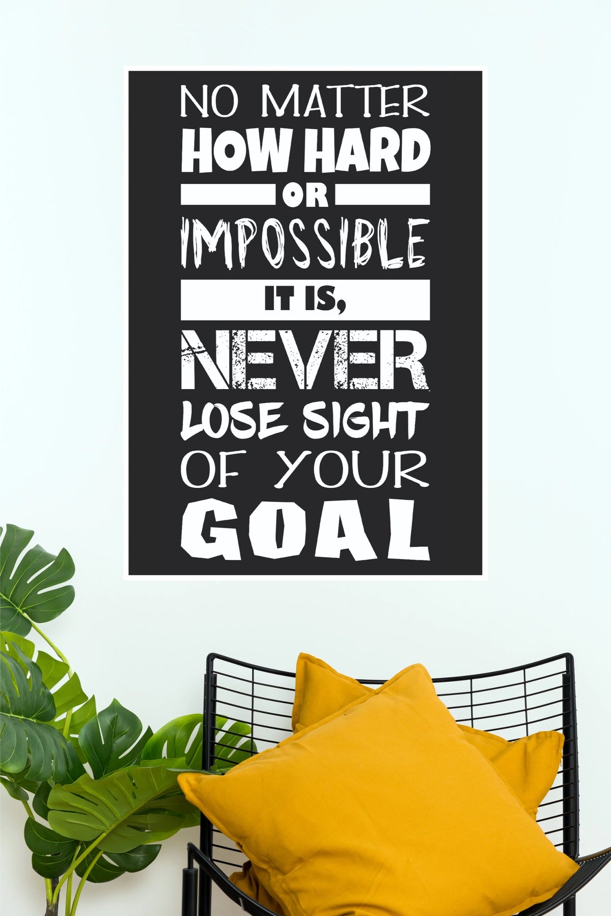 "Never Lose Sight Of Your Goal" Inspirational Typography Poster – Black & White Motivational Wall Art for Home Office, Gym & Bedroom Decor(Gym And Motivational Poster)