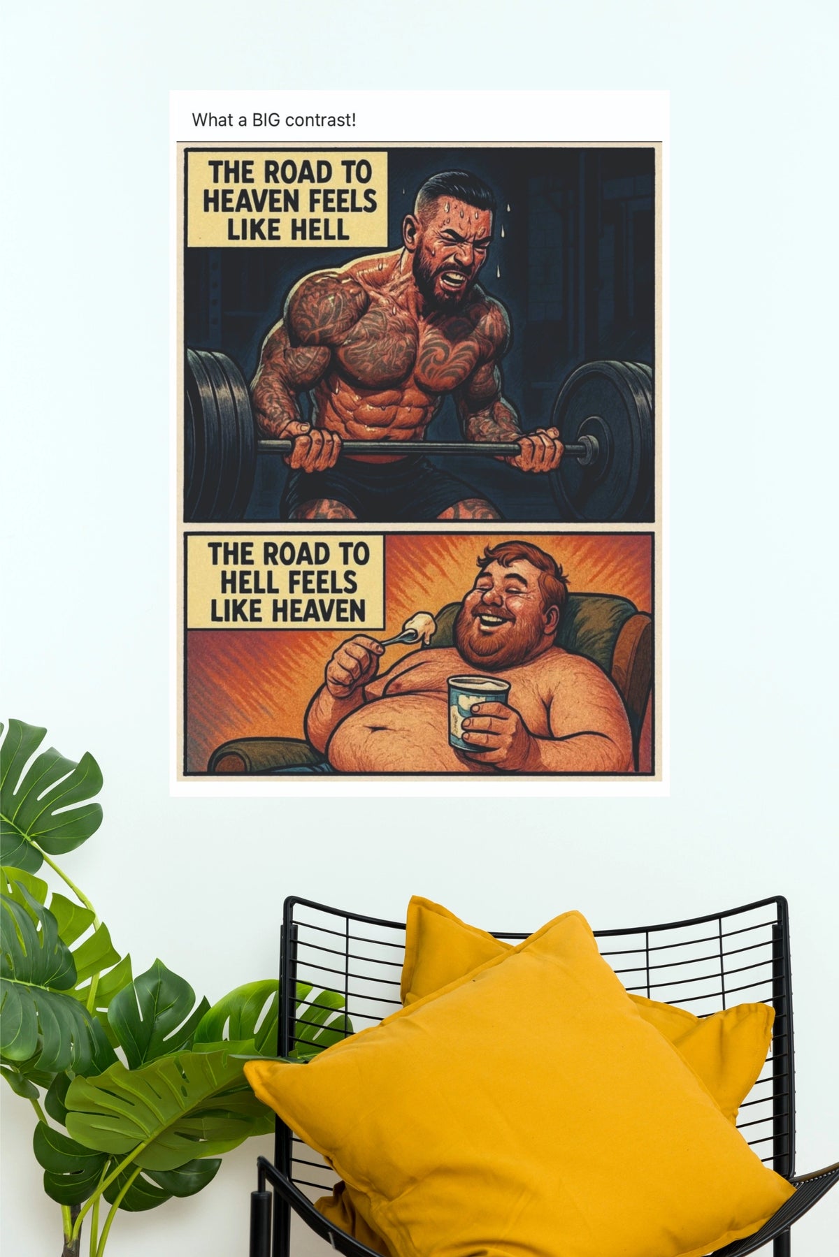 "Road To Heaven" Fitness Contrast  Wall Poster (Gym And Motivational Poster)