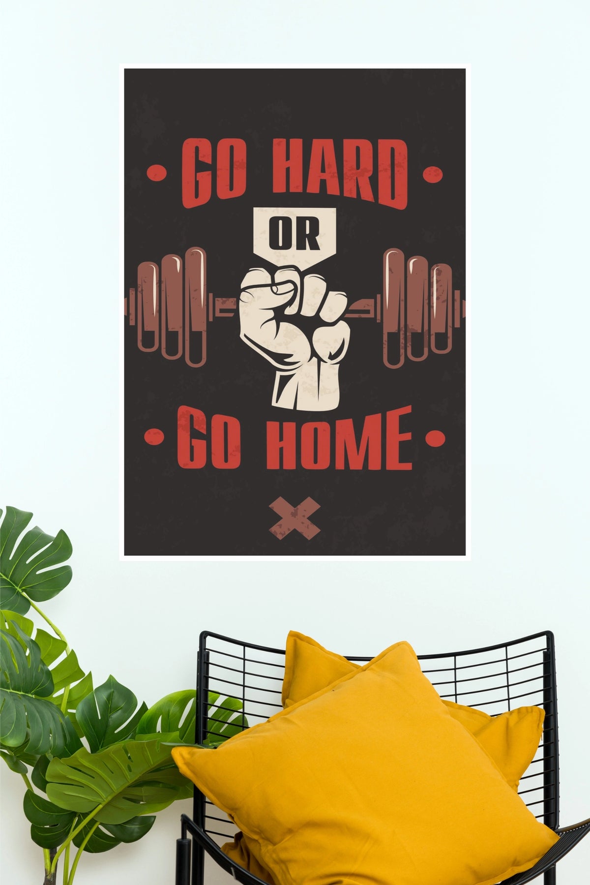 "Go Hard Or Go Home" Barbell Fist Gym Motivational Wall Poster   (Gym And Motivational Poster)