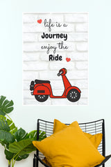 "Life Is A Journey Enjoy The Ride" Red Scooter Wall Poster   (Gym And Motivational Poster)