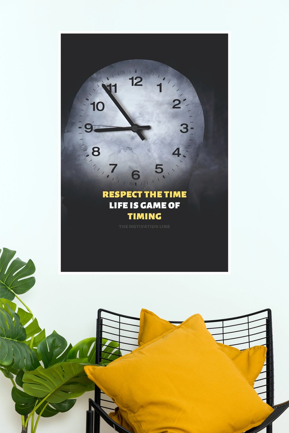 "Respect The Time" Clock Mindset Motivational Wall Poster  (Gym And Motivational Poster)