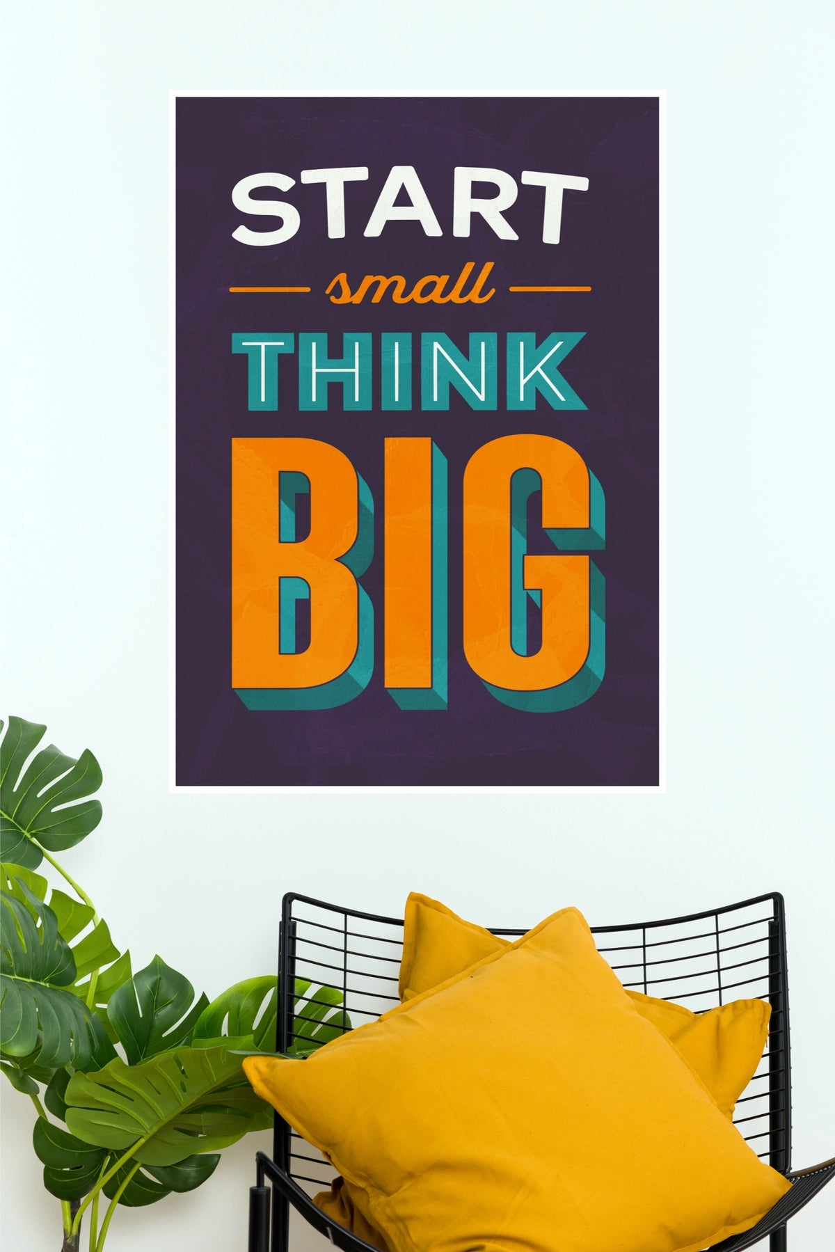 Start Small Think Big Motivational Poster – Retro Typography Wall Art for Office, Home & Study Decor   (Gym And Motivational Poster)
