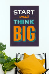 Start Small Think Big Motivational Poster – Retro Typography Wall Art for Office, Home & Study Decor   (Gym And Motivational Poster)