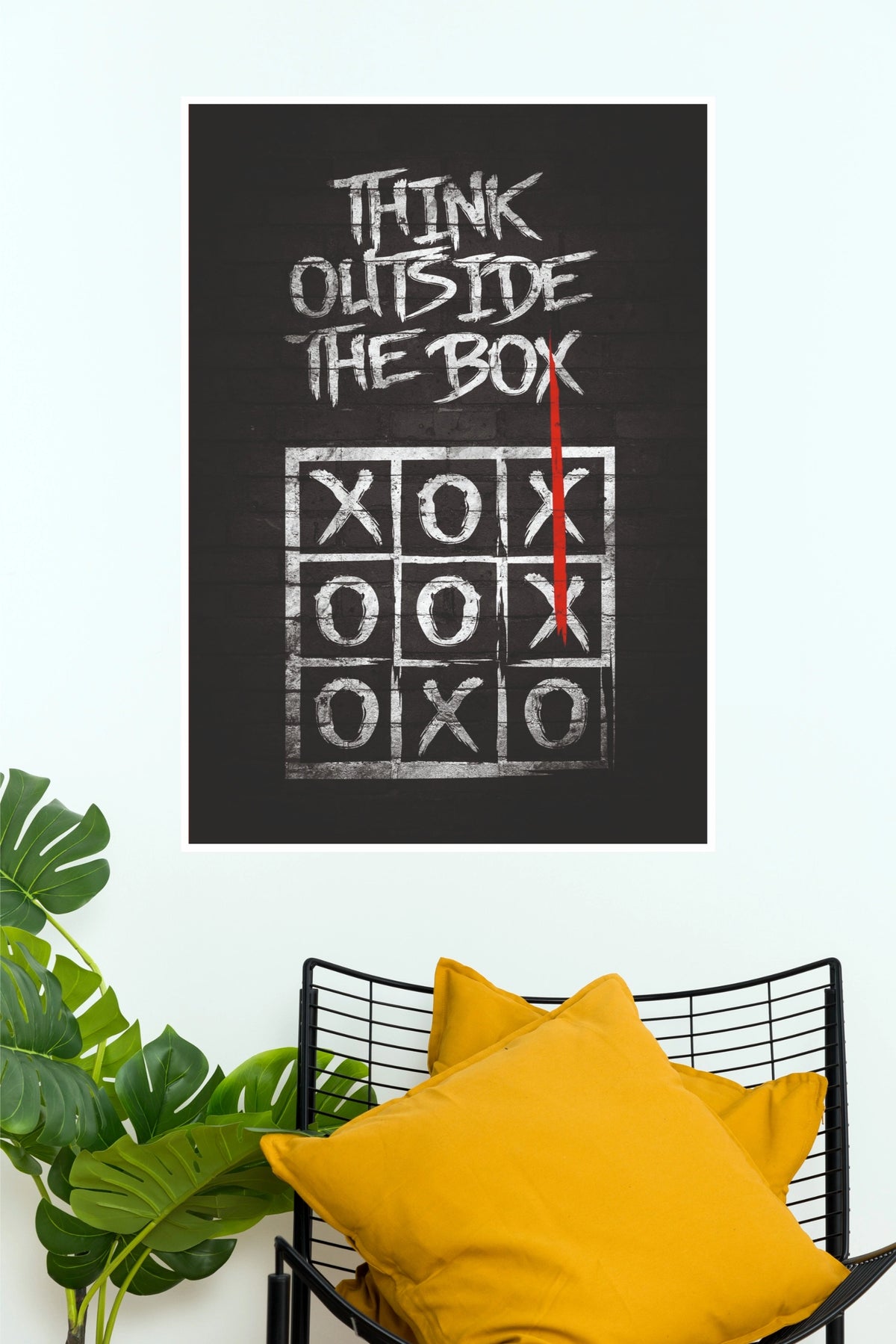 Think Outside The Box Tic-Tac-Toe Poster – Creative Chalkboard Wall Art for Office, Studio & Home Decor  (Gym And Motivational Poster)