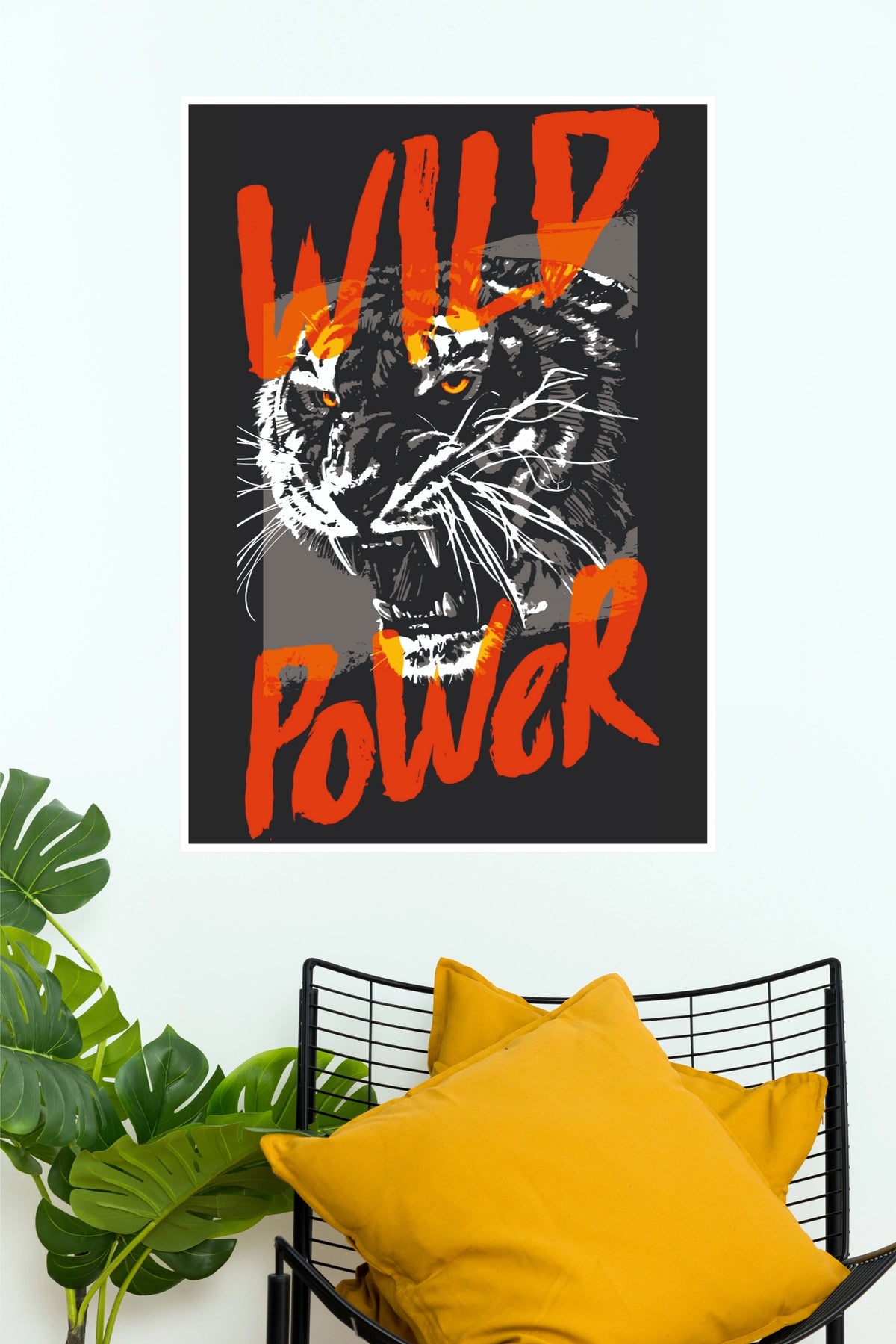 Wild Power Tiger Graffiti Poster – Bold Orange & Black Animal Wall Art for Gym, Bedroom & Office Decor (Gym And Motivational Poster)