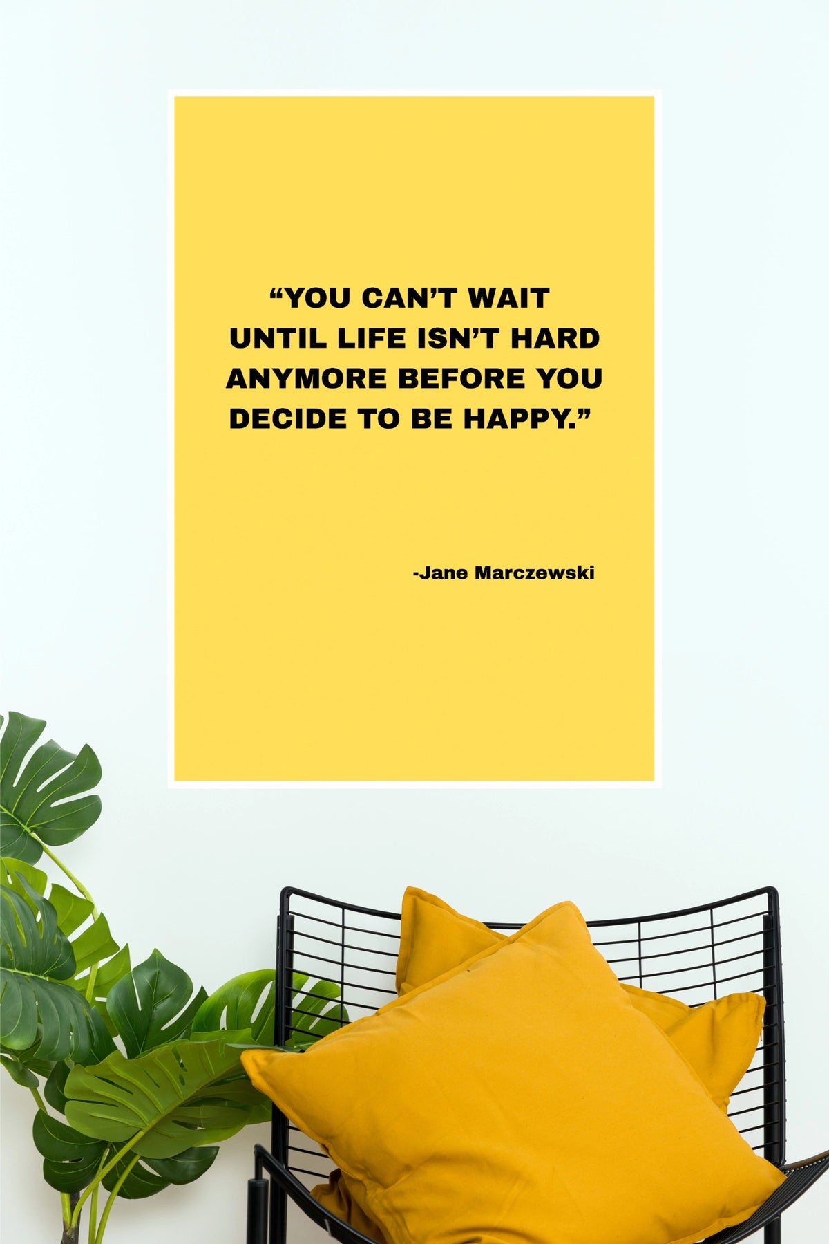 You Can’t Wait Jane Marczewski Quote Poster – Bright Yellow Inspirational Wall Art for Office, Living Room & Bedroom Decor  (Gym And Motivational Poster)