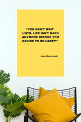 You Can’t Wait Jane Marczewski Quote Poster – Bright Yellow Inspirational Wall Art for Office, Living Room & Bedroom Decor  (Gym And Motivational Poster)